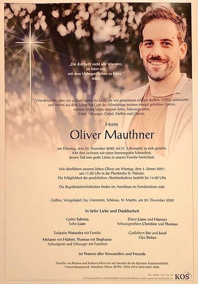 Trauerparte Oliver Mauthner